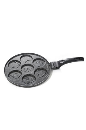 Happy Emojili Granit Pankek Tavası 28cm | Gri
