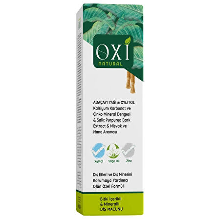OXİ NATURAL BİTKİ İÇERİKLİ MİNERALLİ DİŞ MACUNU 70 ML.