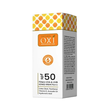 OXİ NATURAL 50+ SPF UVA & UVB MİNERAL FİLTRELİ GÜNEŞ KREMİ 75ml.