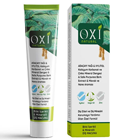 OXİ NATURAL BİTKİ İÇERİKLİ MİNERALLİ DİŞ MACUNU 75 ML. (4'LÜ PAKET)