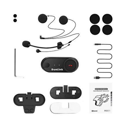 DuoLink X12 VB Motosiklet Kask İnterkom Bluetooth Intercom Kulaklık Seti