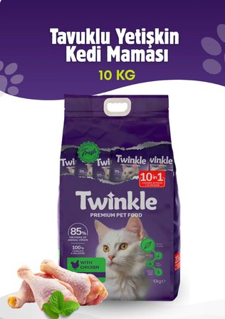 Twinkle Yetişkin Kediler için Tavuklu Tam ve Dengeli Kedi Maması 10 Kg