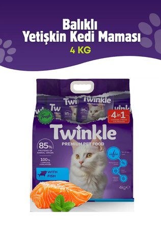 Twinkle Yetişkin Kediler için Balıklı Tam ve Dengeli Kedi Maması 4 Kg