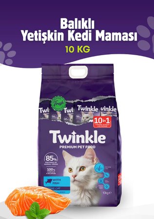 Twinkle Yetişkin Kediler için Balıklı Tam ve Dengeli Kedi Maması 10 Kg