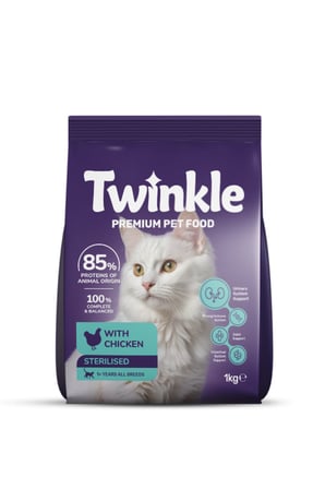 Twinkle Tavuklu Kısırlaştırılmış Kedi Maması 1 Kg – Yetişkin Kediler İçin Dengeli Beslenme