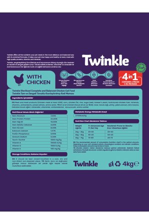TWİNKLE Twinkle Tavuklu Kısırlaştırılmış Kedi Maması 4 Kg. (4 in 1)