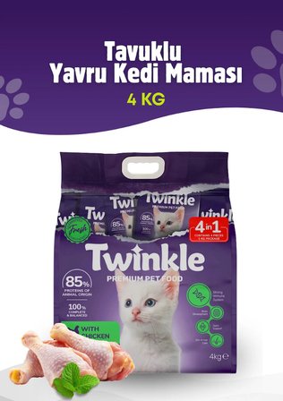 Twinkle Yavru Kediler için Tavuklu Tam ve Dengeli Kedi Maması 4 kg