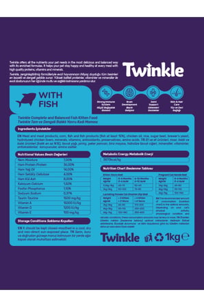 Twinkle Balıklı Yavru Kedi Maması 1 Kg – Dengeli Ve Lezzetli Yavru Kedi Maması