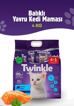 Twinkle Yavru Kediler için Balıklı Tam ve Dengeli Kedi Maması 4 kg