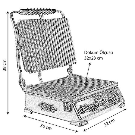 8 Dilim Elektrikli Saf Döküm Tost Makinesi  (Döküm 30x23) - Siyah