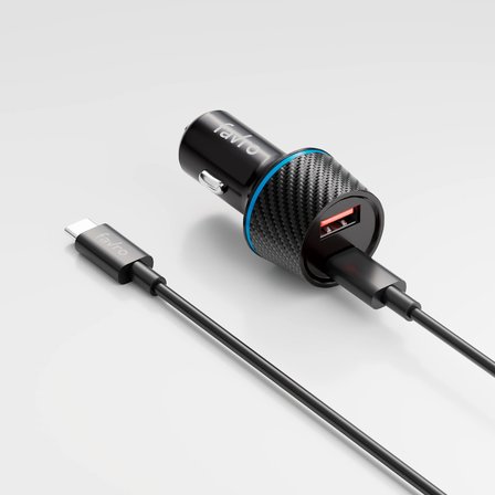 Favro 48W PD USB-C + USB-A Araç Şarj Seti + Type-C / Type-C Şarj Kablosu