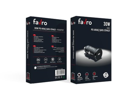 Favro 30W PD USB-C  Araç Şarj Cihazı