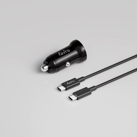Favro 30W PD USB-C  Araç Şarj Cihazı + Type-C / Type-C Şarj Kablosu
