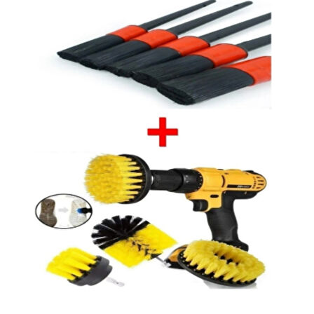 Mucit Home   Araç Iç Ve Dış Matkap Ucu Uyumlu Detaylı Bakım Fırça Temizleme Seti Toplam  9 Parça