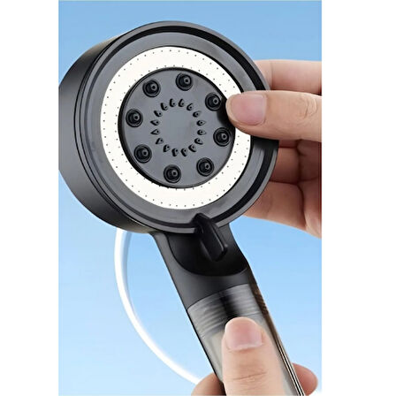 Mucit Home Duş başlığı Siyah  5 Fonksiyonlu Çelik Su Tasarruflu Filtreli Turbo Jet duş Başlığı