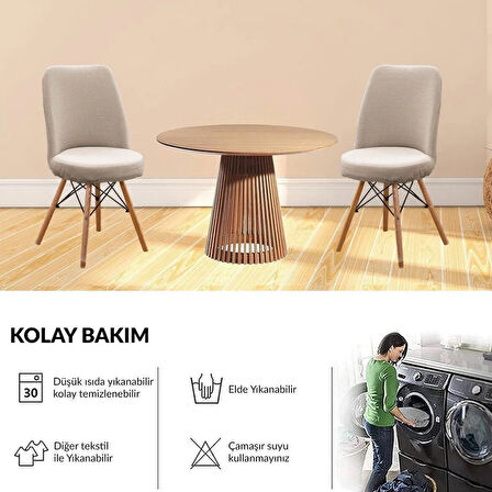 Mucit Home   Oval Sandalye Kılıfı ,Bambu Kareli Kumaş Esnek Lastikli, açık kahverengi 6 Adet