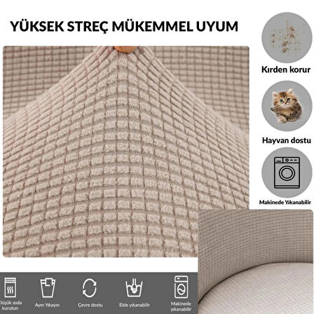 Mucit Home   Oval Sandalye Kılıfı ,Bambu Kareli Kumaş Esnek Lastikli, açık kahverengi 6 Adet