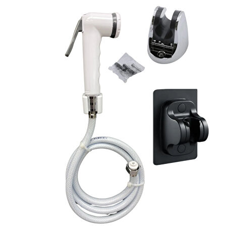 Mucit Home   Beyaz  Tabancalı Taharetmatik Musluk Seti Spiral Hortumlu  2  Adet  Masfallı