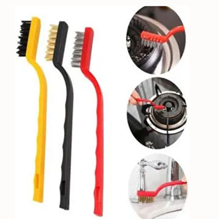 Mucit Home  3'lü Yağ Temizleme Fırçası – Ocak, Fırın, Mangal, Airfryer ve Izgara Temizliği İçin