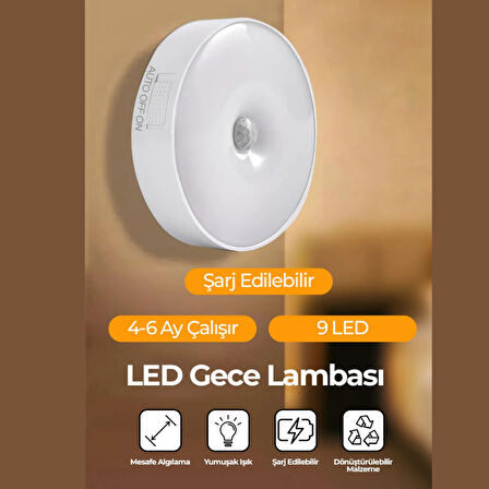 Mucit Home   Hareket Sensörlü Usb Şarjlı Led Işık Lamba-oda, Mutfak, Salon Ve Merdiven Işıklandırma
