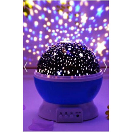 Mucit Home Dönen Ay Yıldız Ve Gezegenler Yansıtmalı Projeksiyon Gece Lambası Star Master mavi