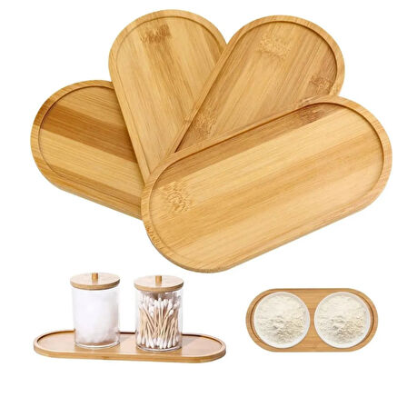 Mucit Home   Bambu Oval Sunum Ve Servis Tepsisi - Ahşap Tepsi - Yağdanlık Altlığı