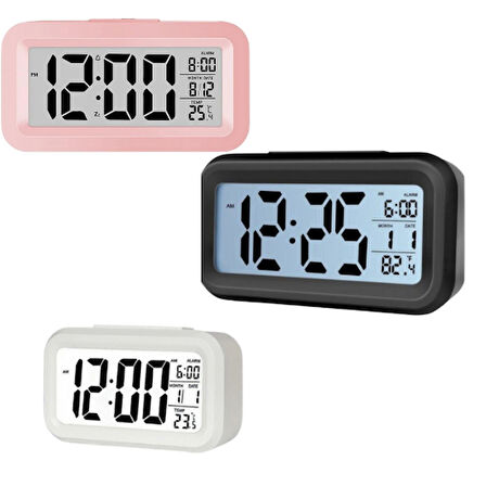 Mucit Home LCD Işıklı Sensörlü Termometreli Alarmlı Fotoselli Akıllı Dijital Masa Mavi & Kırmızı 1 ADET