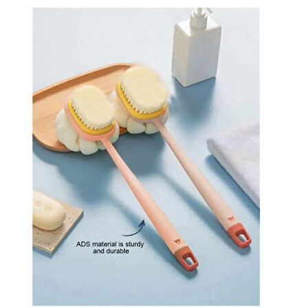 Mucit Home  2'si 1 arada kıl ve lif kabağı ile duş vücut fırçası Uzun Saplı Sırt Fırçası