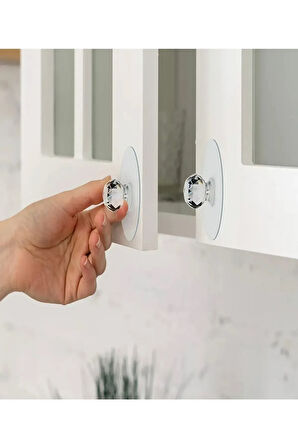 Mucit Home  Şeffaf Kristal Başlıklı 2'li Yapışkanlı Kulp Dolap Çekmece Kulp Tutacak Askı