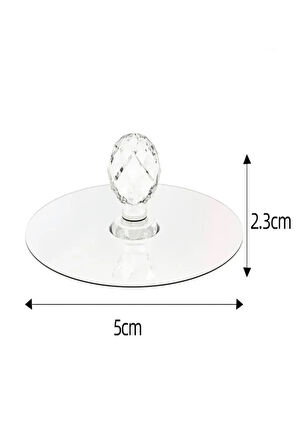Mucit Home  Şeffaf Kristal Başlıklı 2'li Yapışkanlı Kulp Dolap Çekmece Kulp Tutacak Askı
