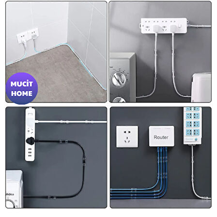 Mucit Home  40adet Kablo Düzenleyici Duvar Fayans Cam Kablo Tutucu Yapışkanlı Klips Kablo Sabitleme