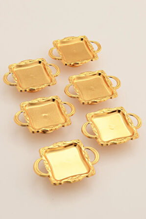 Mucit Home Mini Kulplu Kare Model Ayaklı lokumluk 6'lı Takım Gold