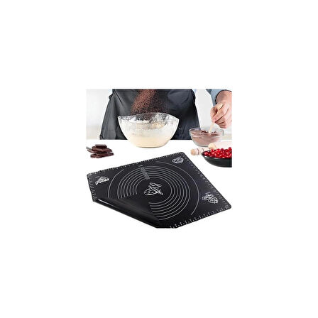 Mucit Home Silikon Çok Amaçlı Geniş Siyah Hamur Matı Hamur Açma Matı