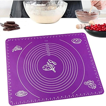 Mucit Home Silikon Hamur Açma  Yoğurma Matı  Pasta Fırın Altlığı, Mor