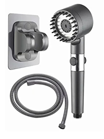 Mucit Home Filtreli Basınçlı Start Stop Tuşlu 3 Fonksiyonlu Masaj Etkili Duş Hortum Mafsal Duş Başlık Seti