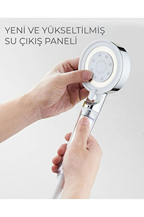 Mucit Home Beyaz Spa Modlu Filtreli Duş Başlığı 5 Fonksiyonlu Duş Fiskiyesi