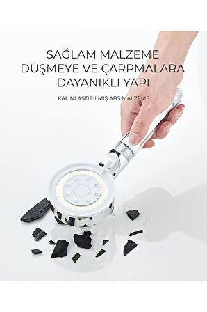 Mucit Home Beyaz Spa Modlu Filtreli Duş Başlığı 5 Fonksiyonlu Duş Fiskiyesi