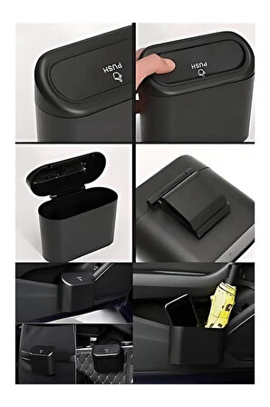 Mucit Home Araba Çöp Kutusu Araç Içi Taşınabilir Kapaklı Organizer Çöp Kovası Itme Kapaklı Kova