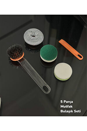 Mucit Home Mutfak Bulaşık Temizlik Seti - Bulaşık Süngeri , Tel , Fırça Ve Kazıyıcı Bir Arada
