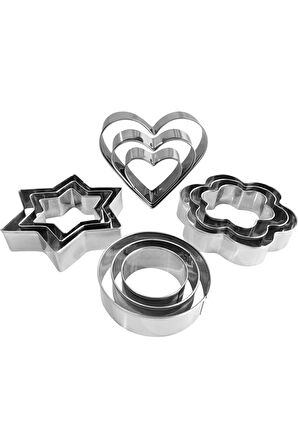 Mucit Home 12 Parça Metal Kurabiye Kalıbı Çelik 
