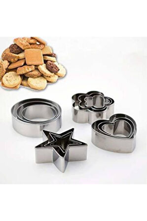 Mucit Home 12 Parça Metal Kurabiye Kalıbı Çelik 