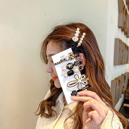 Mucize Home Yeni Trend Moda 8'Li Büyük Klips Çıtçıt Pens Toka Seti Saç Koparmayan  (Trend Karışık Modeller)