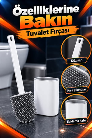 Mucit Home Silikon Tuvalet Fırçası Seti Banyo Klozet Fırçası Bükülebilir Wc Fırçası 