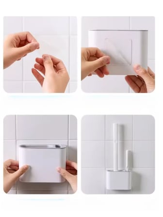 Mucit Home 2 Bölmeli Klozet Fırçası Silikon Esnek Duvara Monte WC Tuvalet Temizlik Fırçası Seti