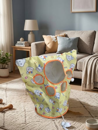 Mucit Home Pati Desenli Hışırtılı Oyun Tüneli Çadırı Fareli ve Toplu Hışırtılı Dikkat Çekici Tünel
