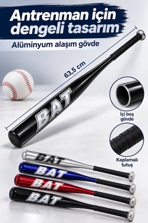 Mucit Home Beyzbol Sopası Uzun Ömürlü Dayanıklı Sağlam Alüminyum 63,5 Cm