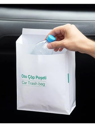 Mucit Home Su Geçirmez Yapışkanlı Tek Kullanımlık Araç İçi Oto Çöp Poşeti 20'li Pratik Torba Seti