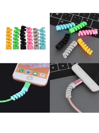 Mucit Home Standart Şarj Kablo Koruyucu 4lü Şarj Kablosu Koruyucu Silikon Spiral Yay Aparat