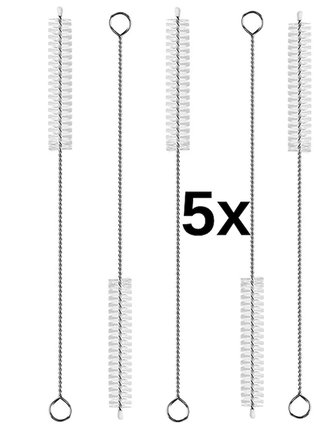 Mucit Home 5 ADET Pipet Temizleme Fırçası - Cam Pipet Fırçası - Bambu Pipet Fırçası - Metal Pipet Fırçası