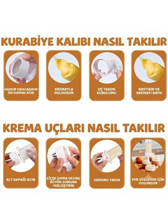 Mucit Home Pratik Kurabiye Ve Bisküvi Yapma Makinesi 18 Parça Krema, Kurabiye Pasta Şekillendirici Pompa Seti 